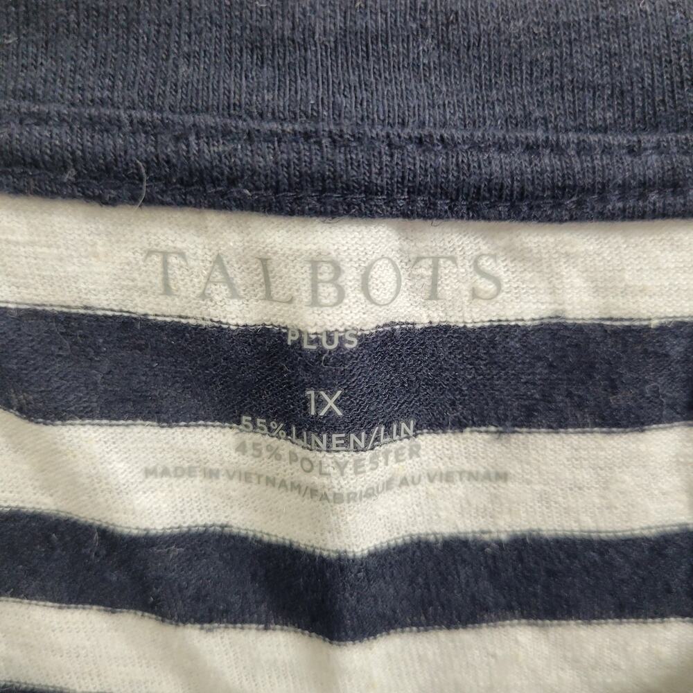 Talbots Women's Blue Striped Linen Blend Tank Top Size 1X NWT 52025-1132 - Picture 3 of 6